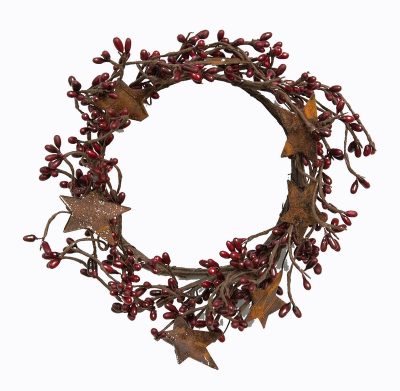 CWI Gifts Pip Twig Star Wreath Rings - 8 inch - Wreath Decor for Front Door and Candle Decorating - Burgundy