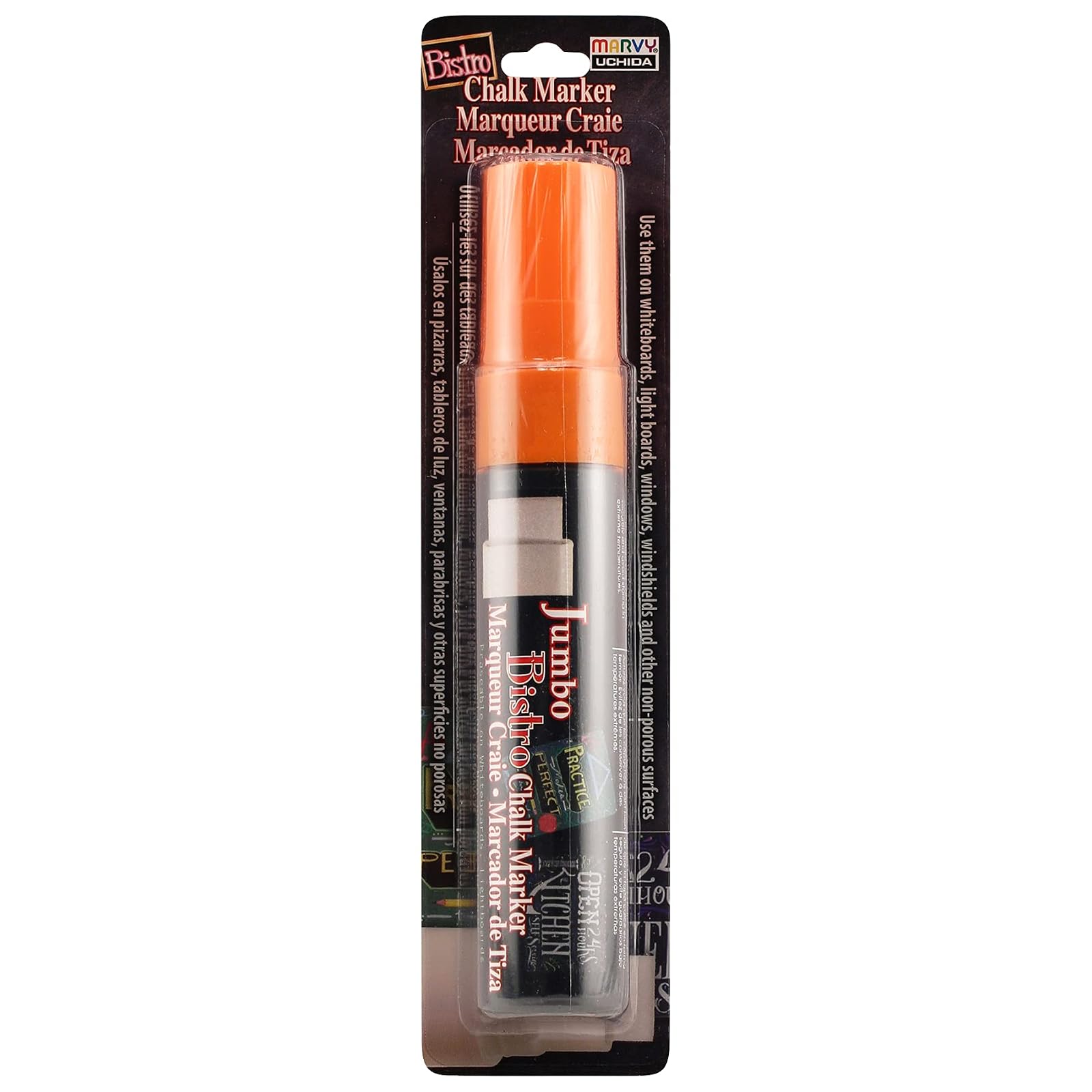 Uchida of America 481-C-F7 Jumbo Bistro Chalk Markers, Fluorescent Orange
