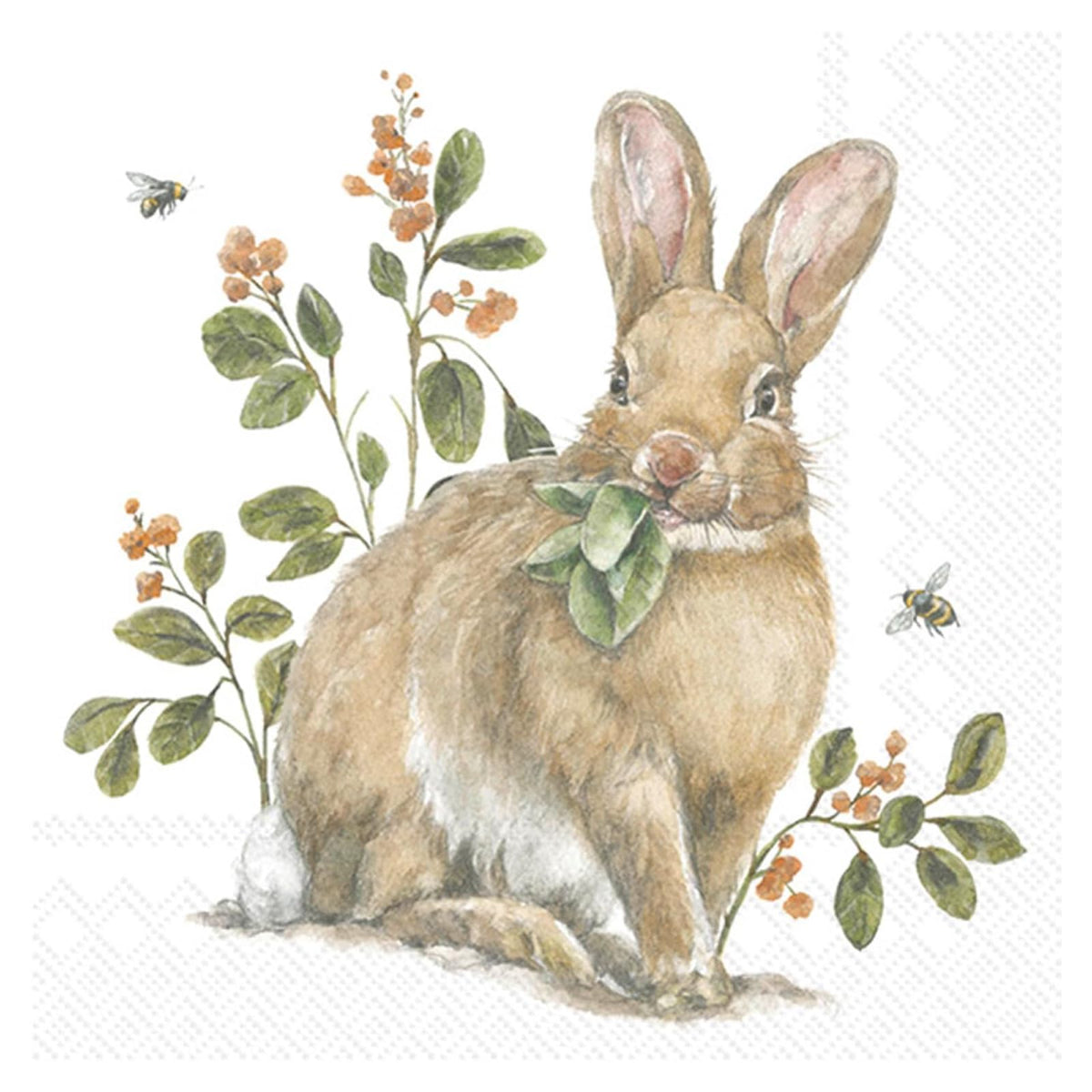 ihr SINCE 1977 Disposable Napkin, 6.5" x 6.5", Garden Bunny
