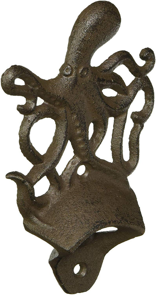 Hampton Iron Cast Iron Wall Mounted Octopus 6" Bottle Opener