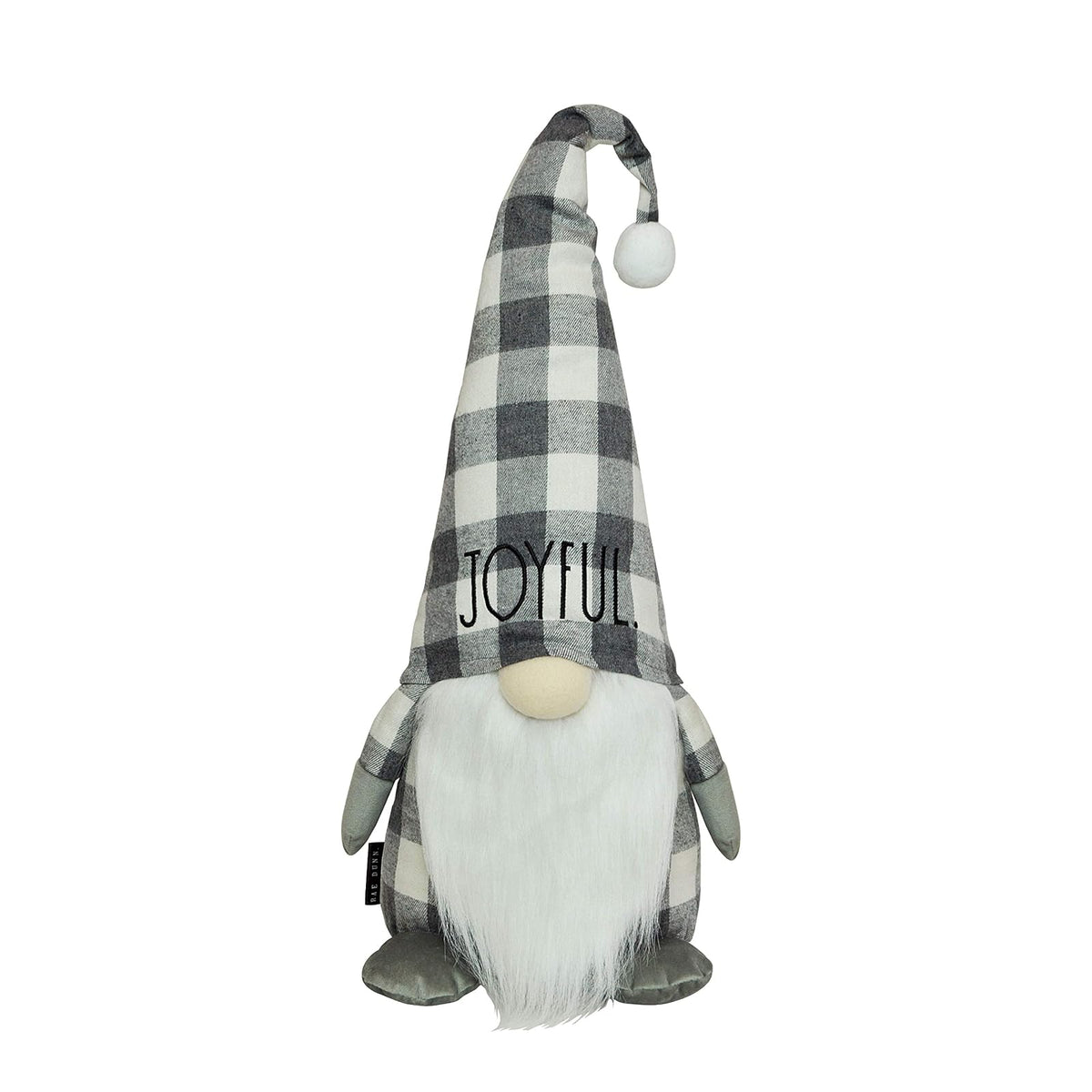 Rae Dunn Figurine, 19.25" x 7" x 5.25", Grey & White Checkers - Joyful