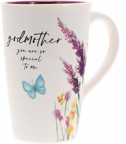 Pavilion - Godmother - 17-ounce Coffee Cup, Floral Pattern Mug, Mothers Day Gift Idea, 1 Count, Cream, 5.25 x 5.25-Inches