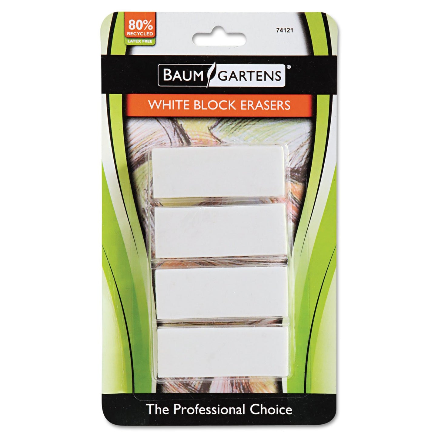 Baumgartens Block Eraser, Latex Free, 4 Pack, White (BAU74121)