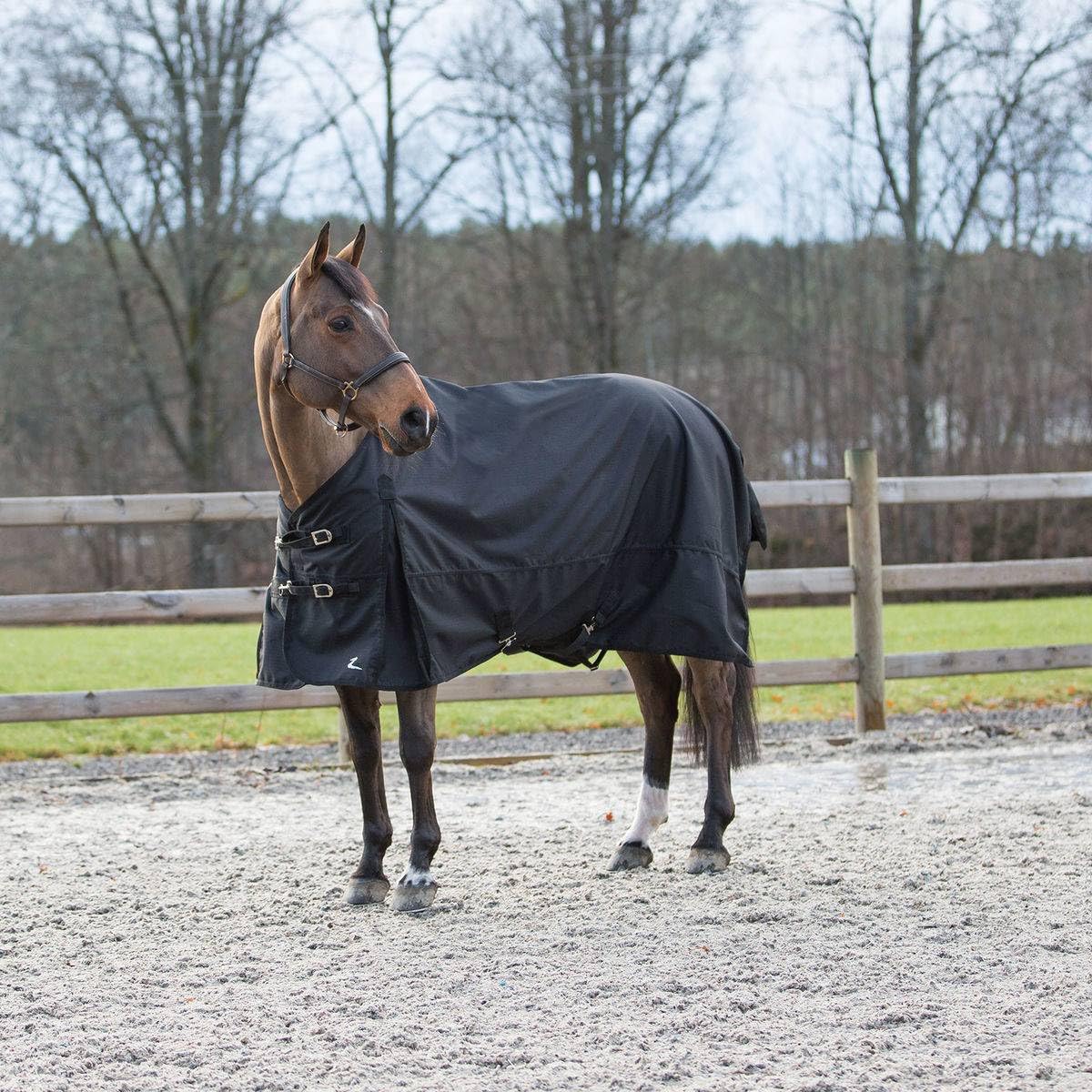 Horze Nevada 1200D Lightweight Waterproof Horse Turnout Rain Sheet (No Fill) - Black - 75