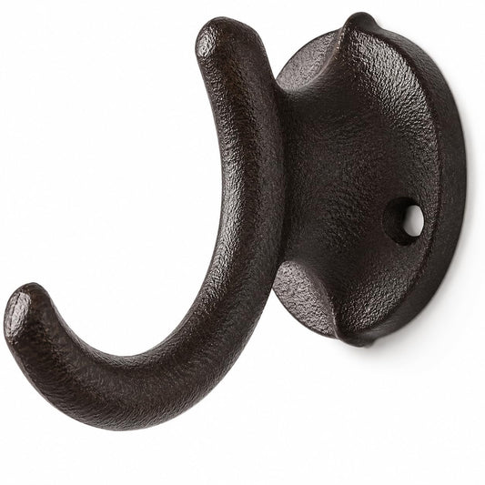 Comfy Hour Antique and Vintage Collection Cast Iron Single Coat Hook Clothes Key Hook Rack Wall Hanger - Metal, Heavy Duty, Brown, Recycled, Decorative Gift Idea