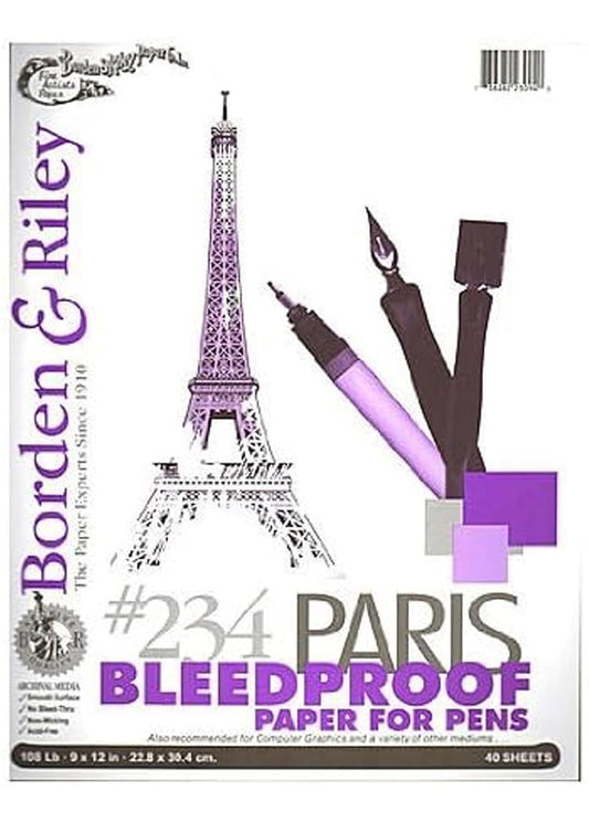 Chartpak Borden & Riley #234 Paris Paper for Pens Pad, 9" x 12", 108 lb, 30 White Sheets, 1 Pad Each (234S091230)