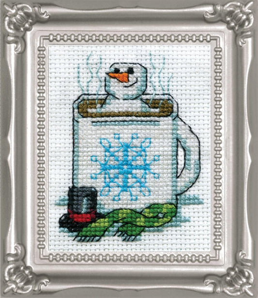 Design Works Crafts Counted Cross Stitch Kit 2 x 3 in. Cocoa Snowman