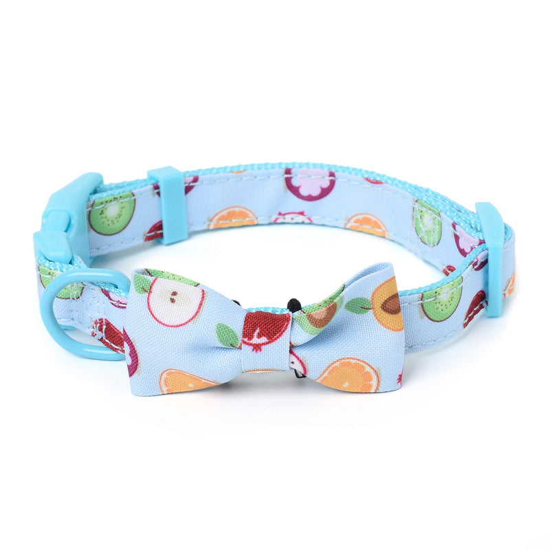 Mile High Life | Tropical Fruit Summer Collection | Soft Poly Cotton Fabric | Girl Dog Collars | Bowtie Collar (Citrus, Collar: X-Small Neck 9&quot;-13&quot; -20 Ib)