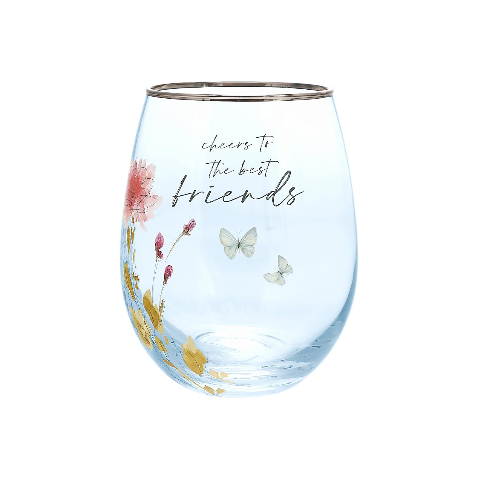 Pavilion - Friend 20-ounce Stemless Wine Glass, Diamond Wine Glass, Friendship Wine Glass For Women, Birthday, Wedding, Christmas, Mothers Day Gift For Women Friend, 1 Count, Multicolor
