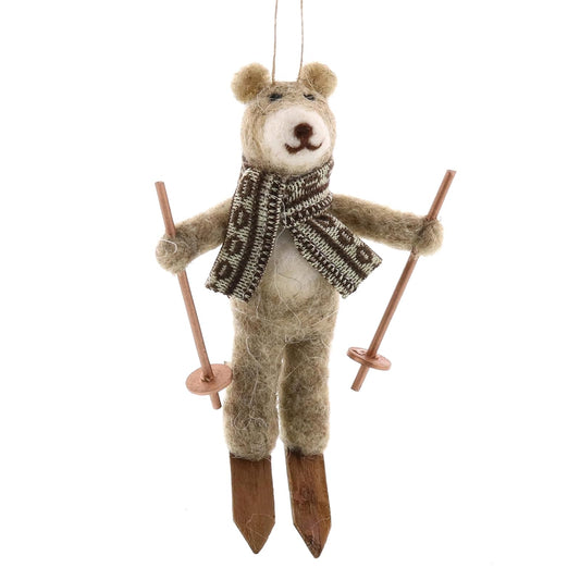 HomArt 95083-0 Felt Bear on Skis, 6 -inch Height, Felt