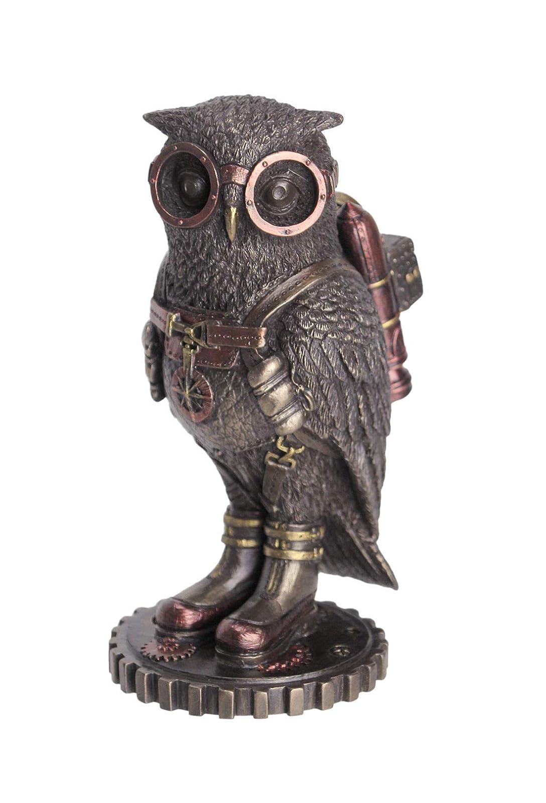 Unicorn Studio wu Steampunk Owl with Jetpack Statue Sculpture on Gears