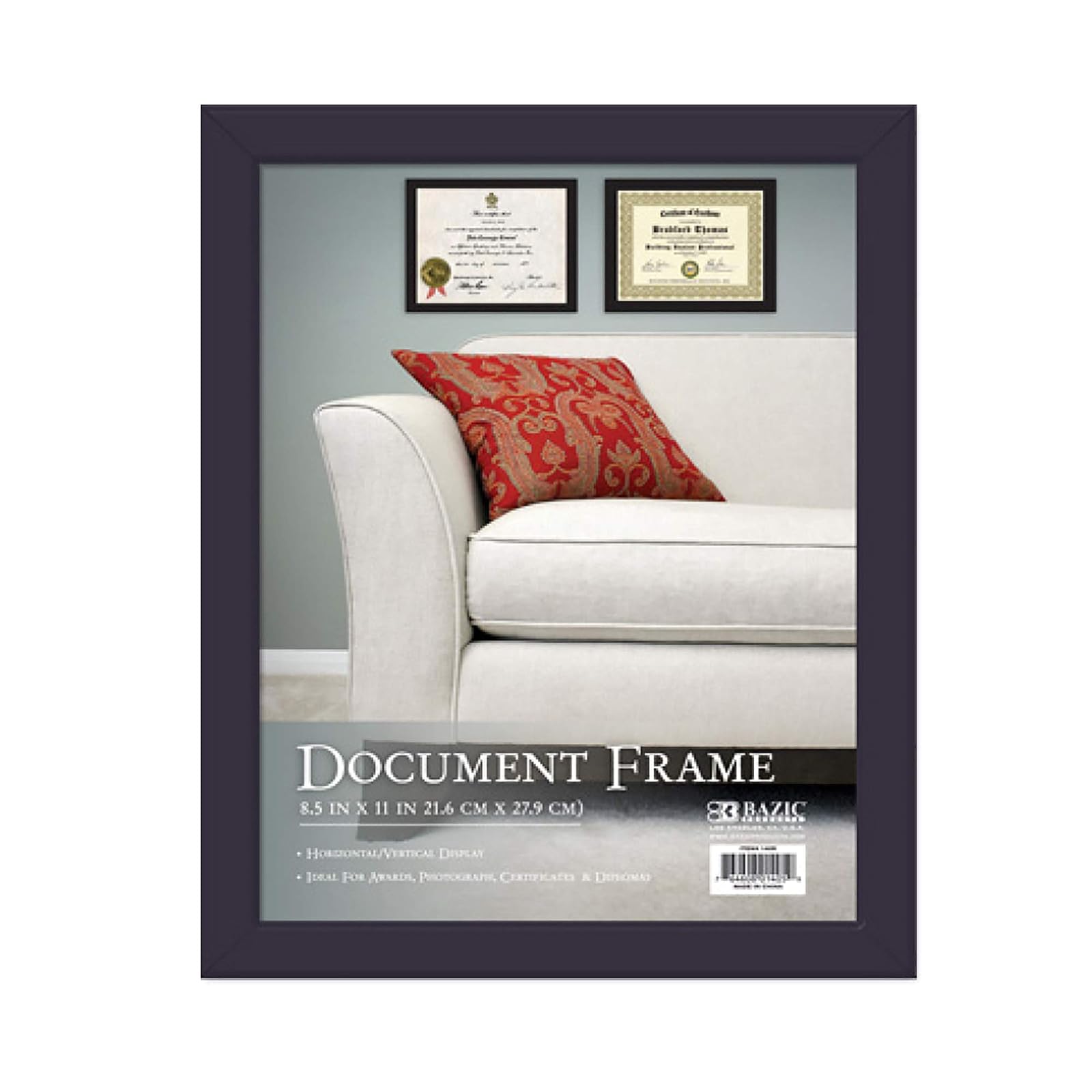 BAZIC Multipurpose Document Frame with Glass Cover, 8.5 x 11 Inch,