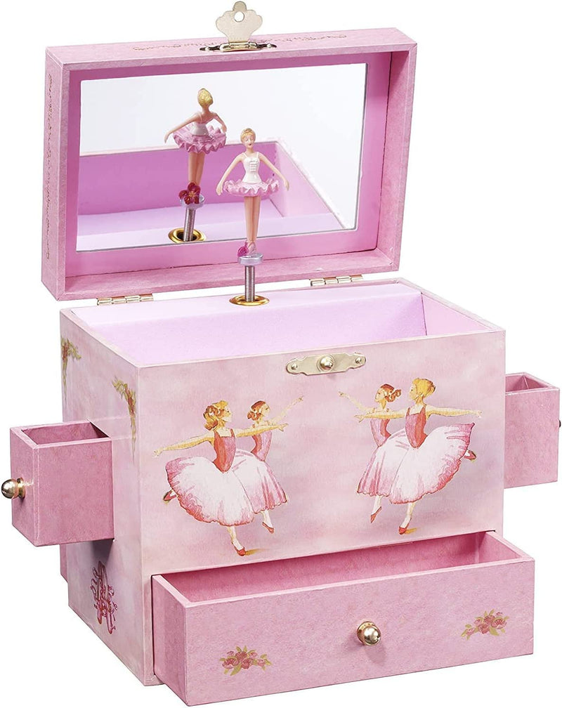 Enchantmints Ballerina Musical Jewelry Box Spins to &quot;Swan Lake&quot; 4 Drawer Treasure Storage