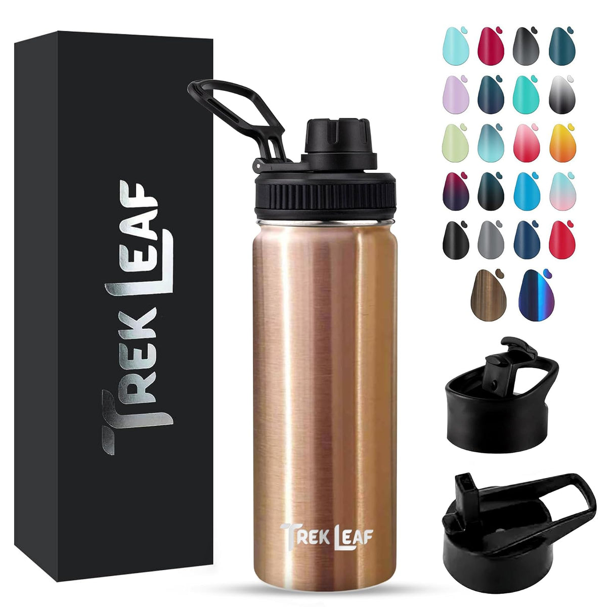 Trek Leaf Bottle, 18 Ounces, Rose Gold