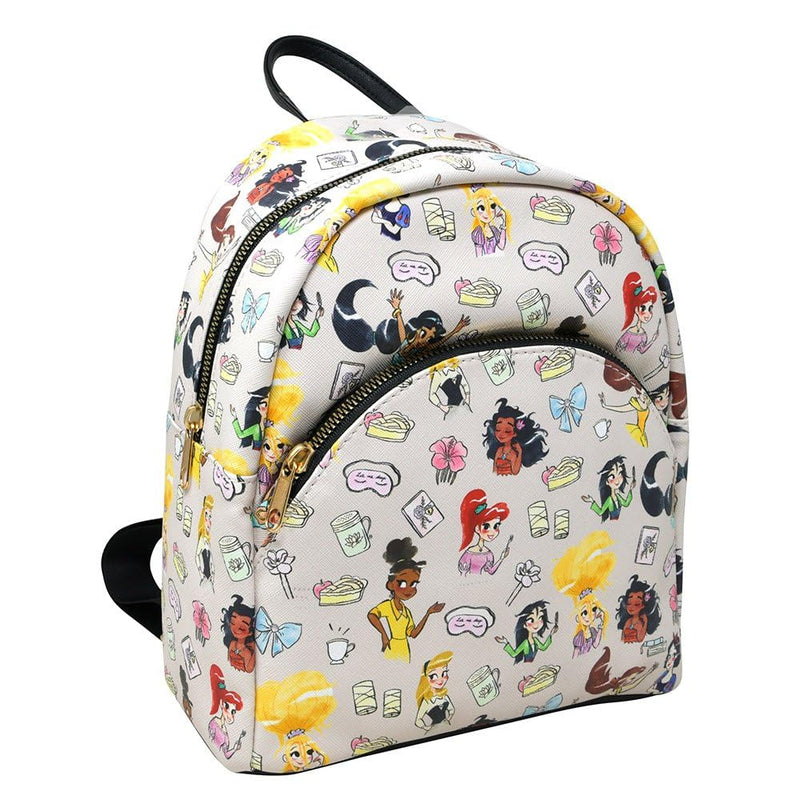 Disney Princess All Over print 10" Mini Deluxe Backpack with 1 Front pocket