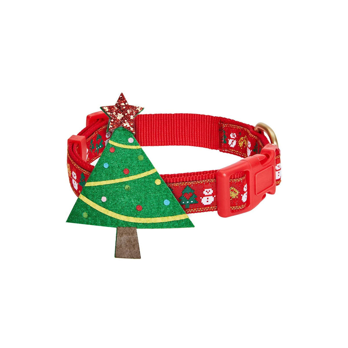 Blueberry Pet Animal Collar, Medium, Christmas Tree & Snowman