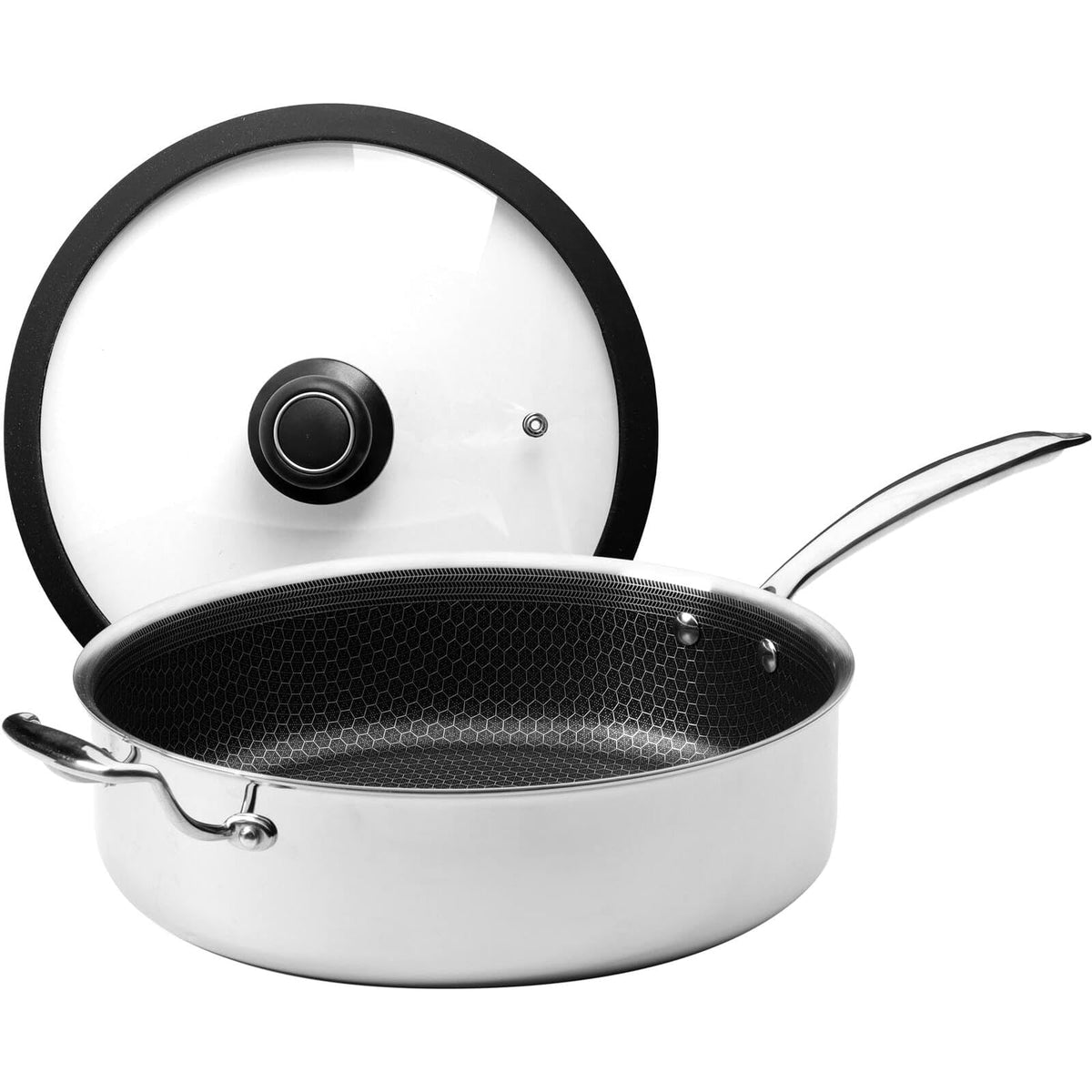 Black Cube Saute Fry Pan, 11-Inch, Silver