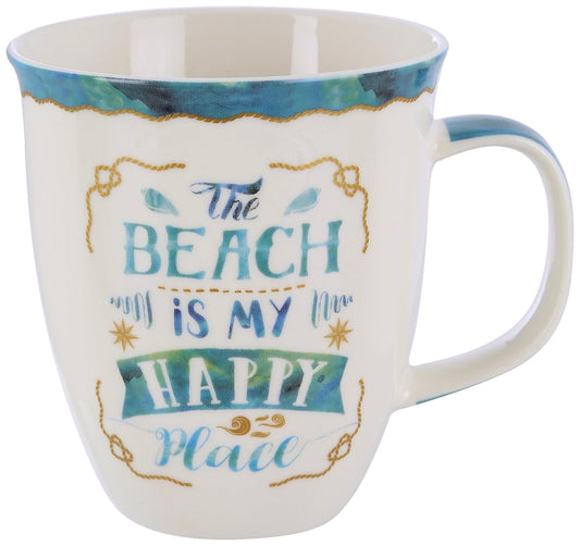 Cape Shore Harbor Coffee Tea Mug Cup, Beach Is My Happy Place Gifts for Birthday Christmas, 15 Oz