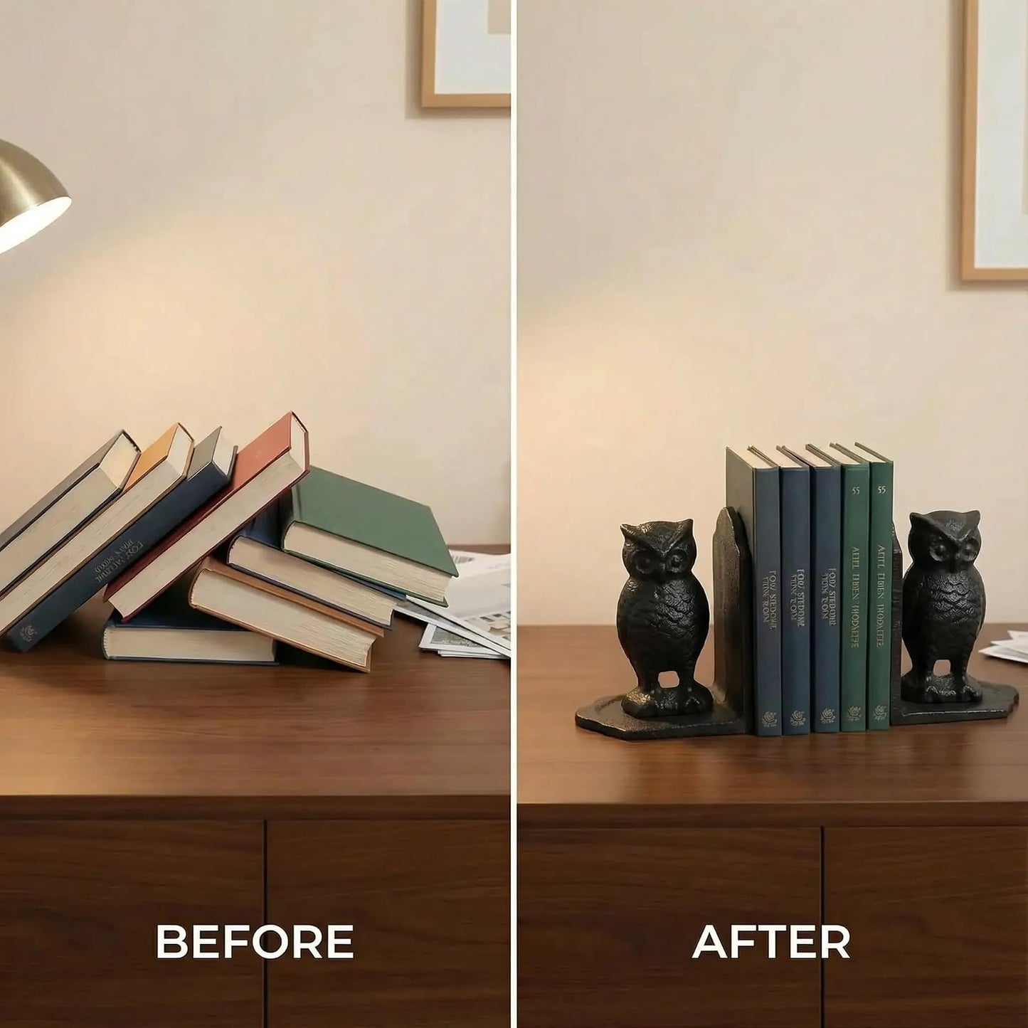 Comfy Hour Antique and Vintage Animal Collection Cast Iron Set of 2 Owls Bookends Art Bookend, 1 Pair, Black, Heavy Weight