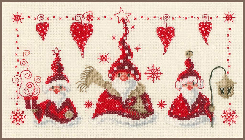 Vervaco Counted Cross Stitch Kit Cheerful Santas 11.6" x 6.8"