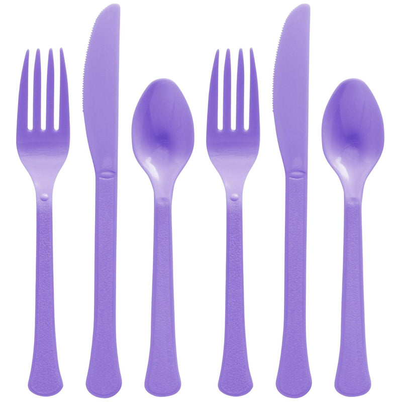 New Purple Plastic Heavy Weight Assorted Cutlery Set (24 Pc.) - Durable &amp; Elegant Utensils, Perfect for Parties, Events, and Everyday Use