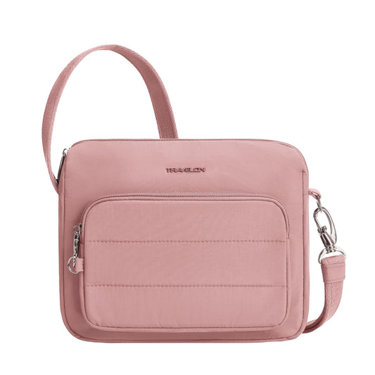 Travelon Handbag, 10.25”W X 8”H X 2.5”D, Desert Pink