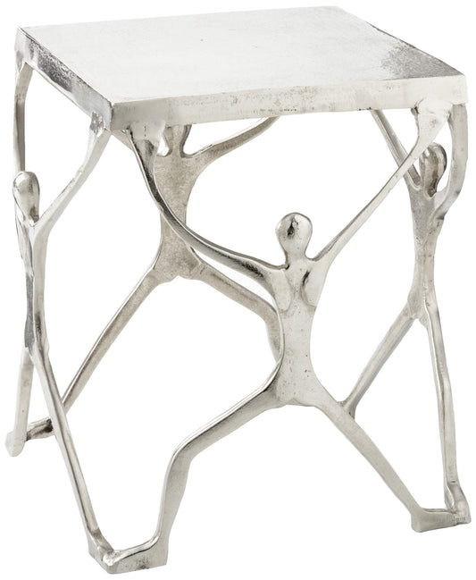 Modern Day Accents Caballero Man Figure, Aluminum, Modern, Art, Unique, Home, Office, Bedroom, Silver, Square Table, 18" x 18" x 18"