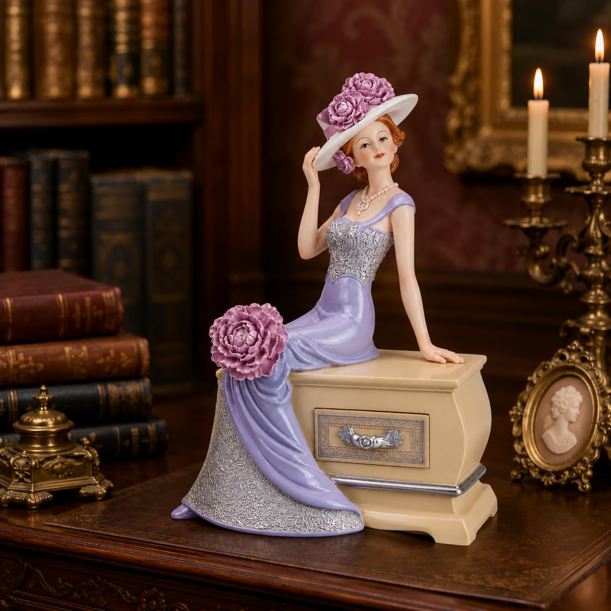 Comfy Hour 12.4 Inch Victorian Decor Lady Figurine, Lavender Gown