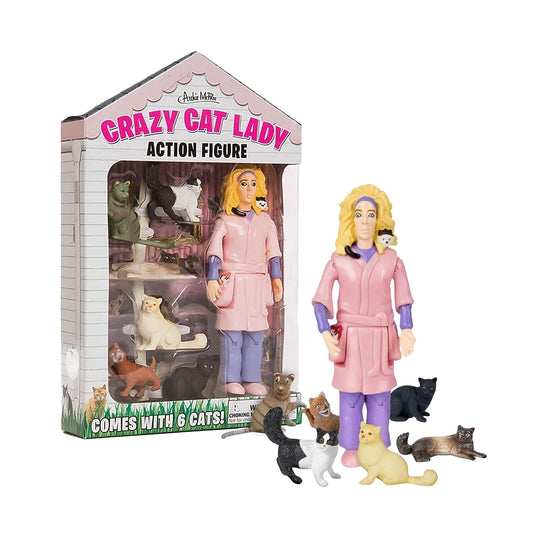 Archie Mcphee Accoutrements Crazy Cat Lady Action Figure Multicolored, 8"