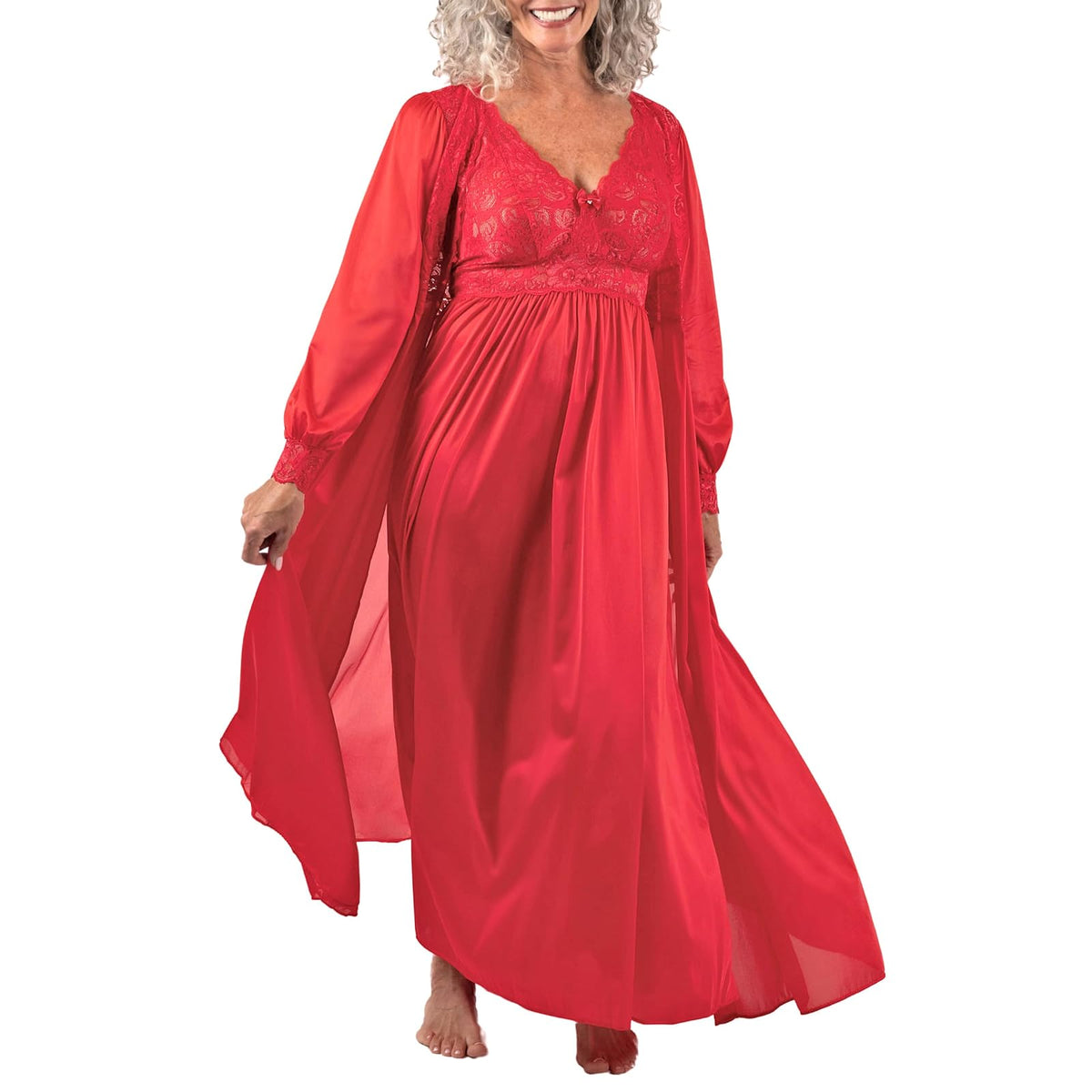 Shadowline Nightgown Nightshirt, Medium, Red