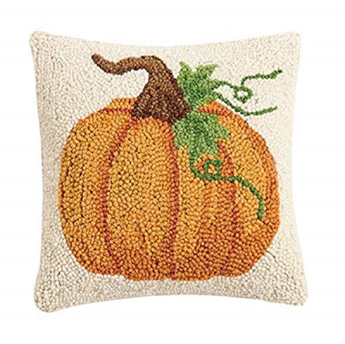 Peking Handicraft 31JES1576C10SQ Pumpkin Holiday Hook Pillow, 10-inch Square