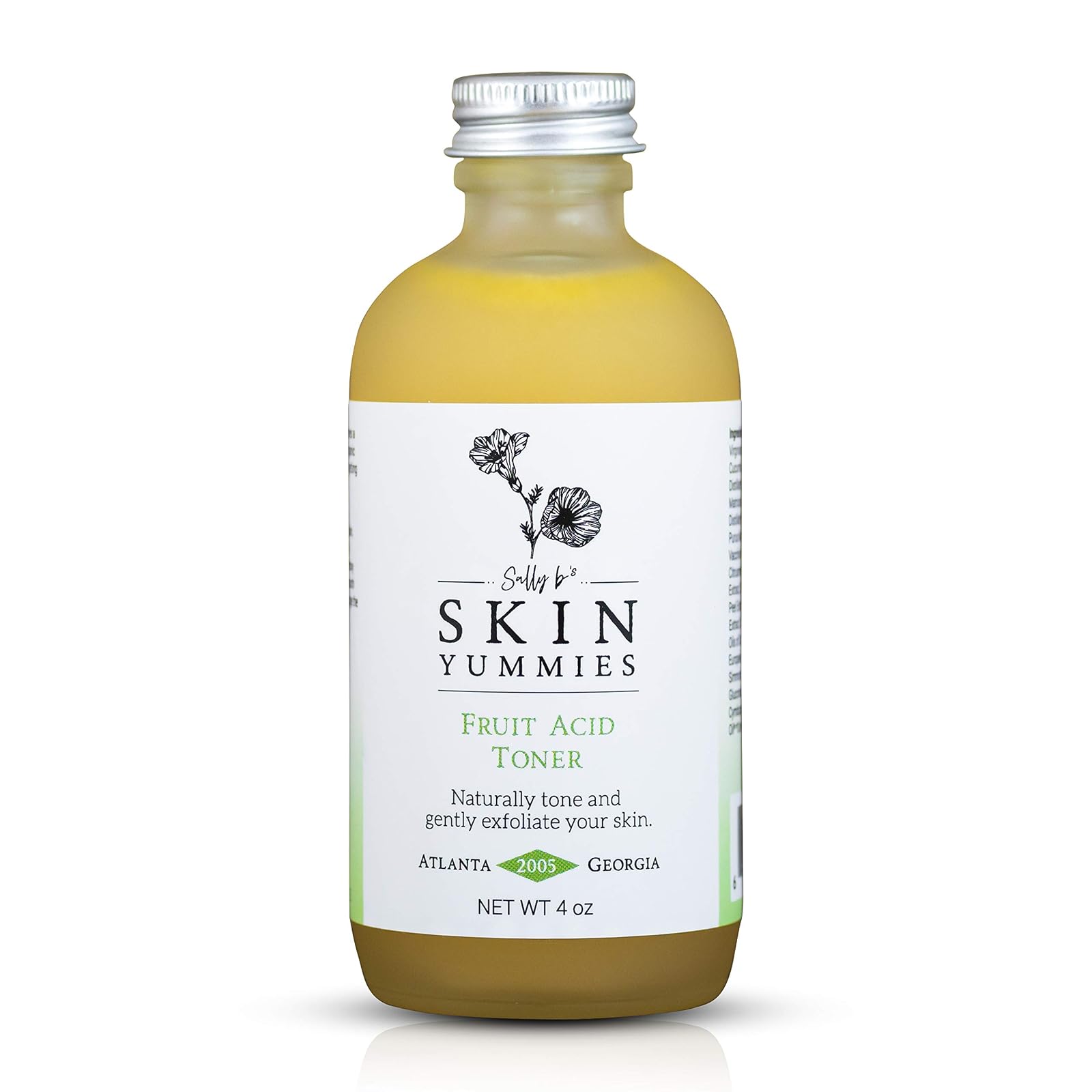 Sally B's Skin Yummies Fruit Acid Face Toner and Daily Exfoliator/Alpha Hydroxy Acid (AHA) / 5 in 1 Action: Astringent, Cleansing, Calming, Exfoliating, and Hydrating / 4OZ