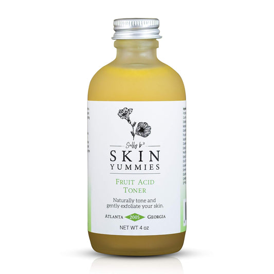 Sally B's Skin Yummies Fruit Acid Face Toner and Daily Exfoliator/Alpha Hydroxy Acid (AHA) / 5 in 1 Action: Astringent, Cleansing, Calming, Exfoliating, and Hydrating / 4OZ