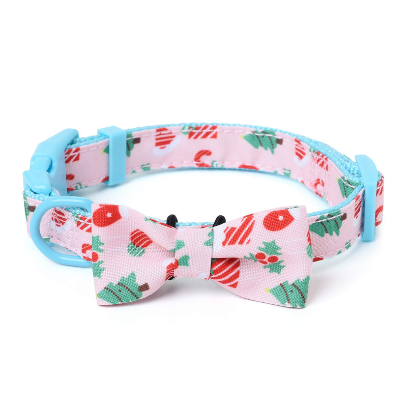 Mile High Life | Natural Wild Flower Collection | Soft Poly Cotton Fabric | Girl Dog Collars | Bowtie Collar (Candy Canes, Small 11&