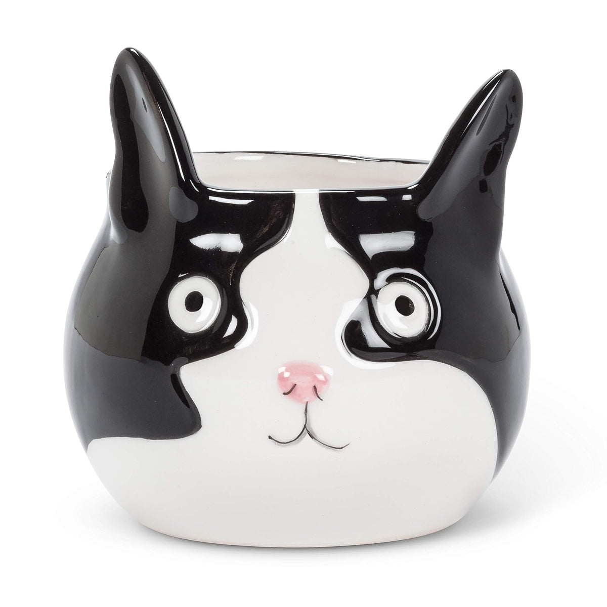 Abbott Collection Planter, Cat Head, Black/White