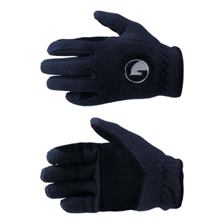 HORZE Kids' Fleece Winter Horse Riding Gloves with Pony Design - Dark Navy - 6