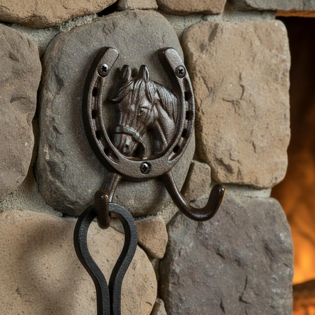 Comfy Hour 5 Inch Horse Hooks for Wall, Double Horseshoe Key Holder