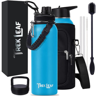 Trek Leaf Bottle, 40 Ounces, Ocean Blue