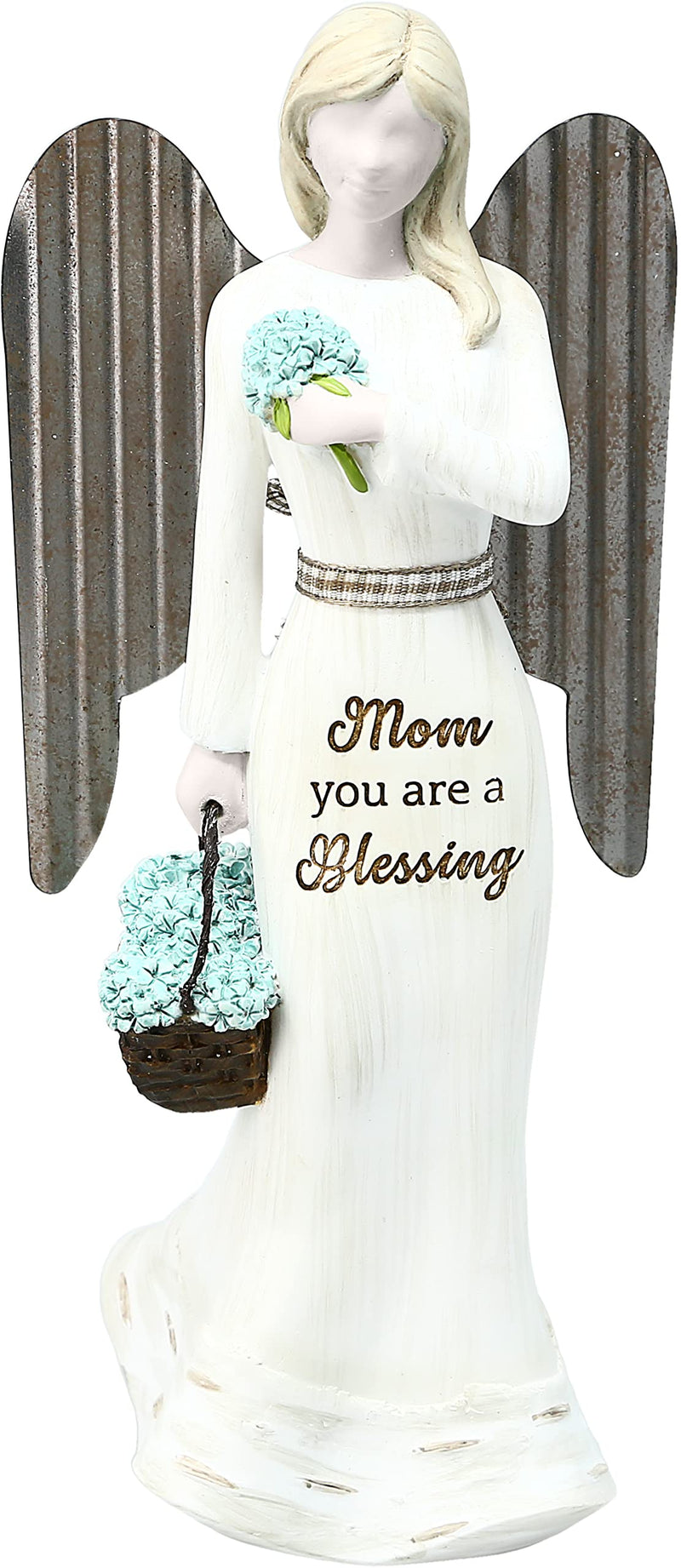 Pavilion Gift Company Mom You are A Blessing-Simplistic Rustic Modern Farmhouse Statue Angel, 7.5" Figurine, White & Brown