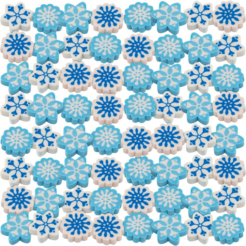Fun Express 72 Pc Winter Snowflake Erasers - 1 inch - Snowflakes Theme Party Favors and Stocking Stuffers