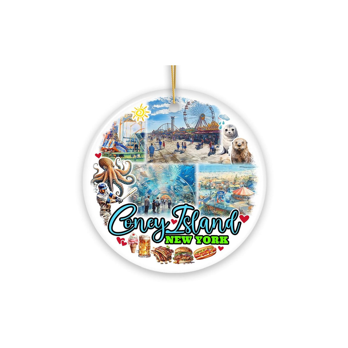 OrnamentallyYou Hanging Ornament, Iconic Coney Island Ornament, New York Coastal