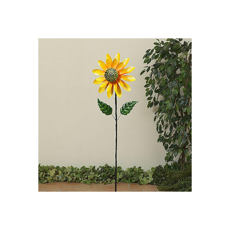 Gerson Company 45.2" H Metal Sunflower Wind Spinner Yard Stake