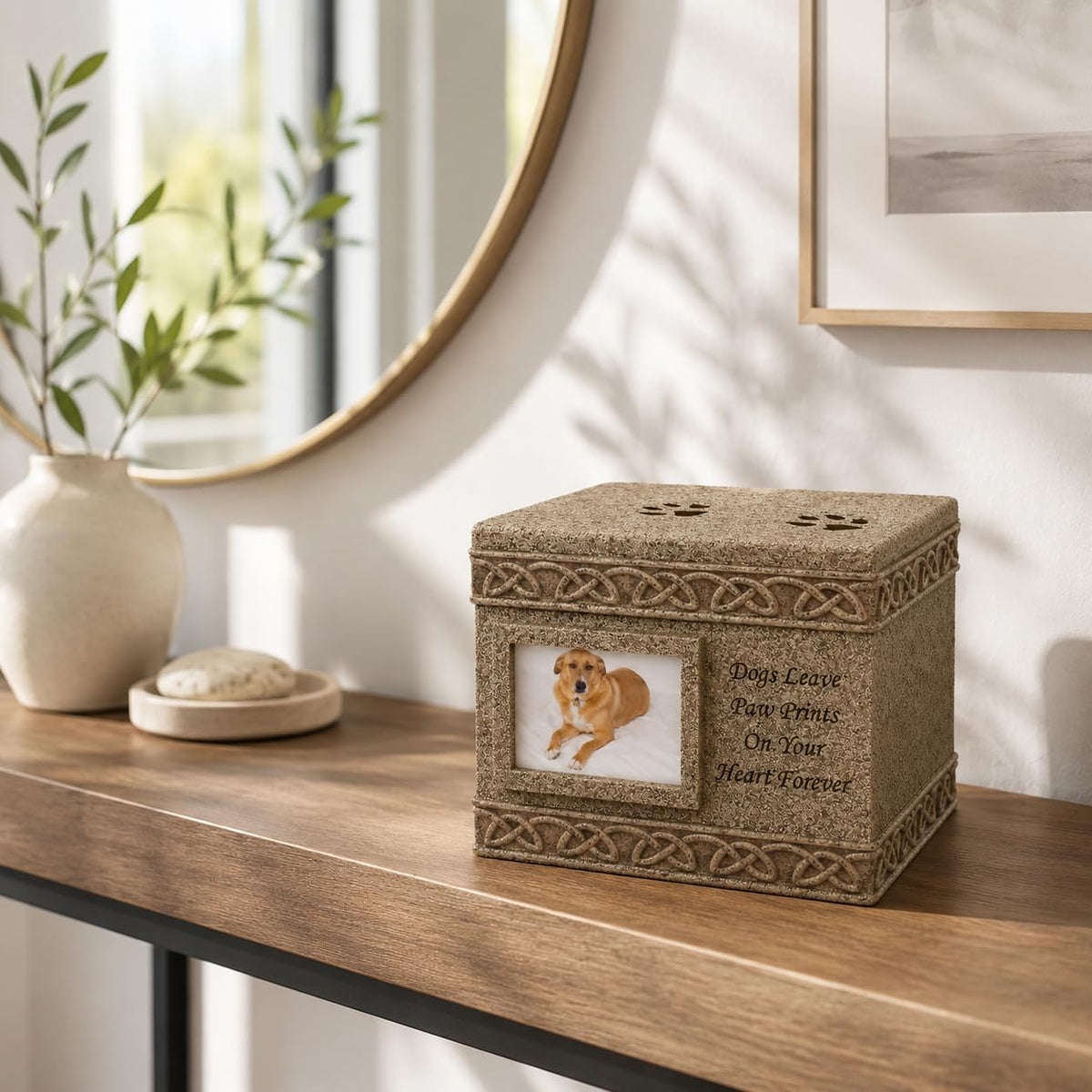 Comfy Hour 6 Inch Pet Urn for Dogs Ashes, Photo Frame Memorial