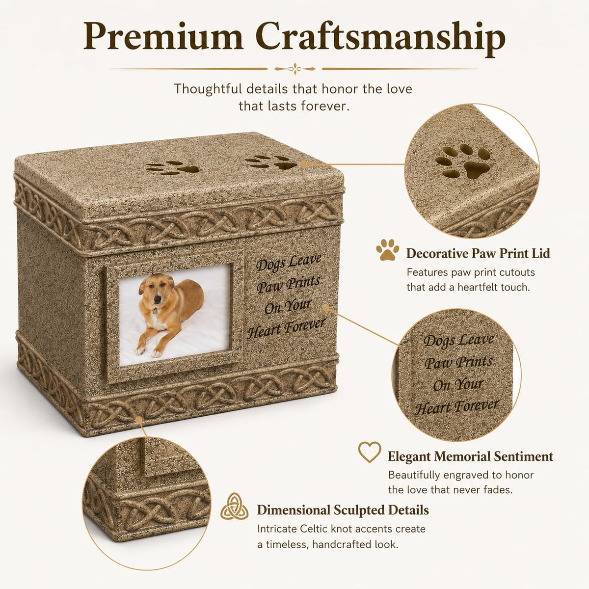 Comfy Hour 6 Inch Pet Urn for Dogs Ashes, Photo Frame Memorial