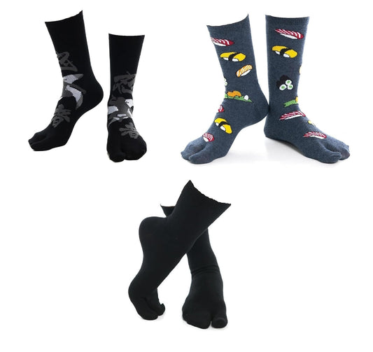 V-Toe Socks 3 Pairs V-Toe Big Toe Flip-Flop Socks Tabi Two Toe Style Fun Casual Girls Women Socks Pineapple, Orca, Unicorn
