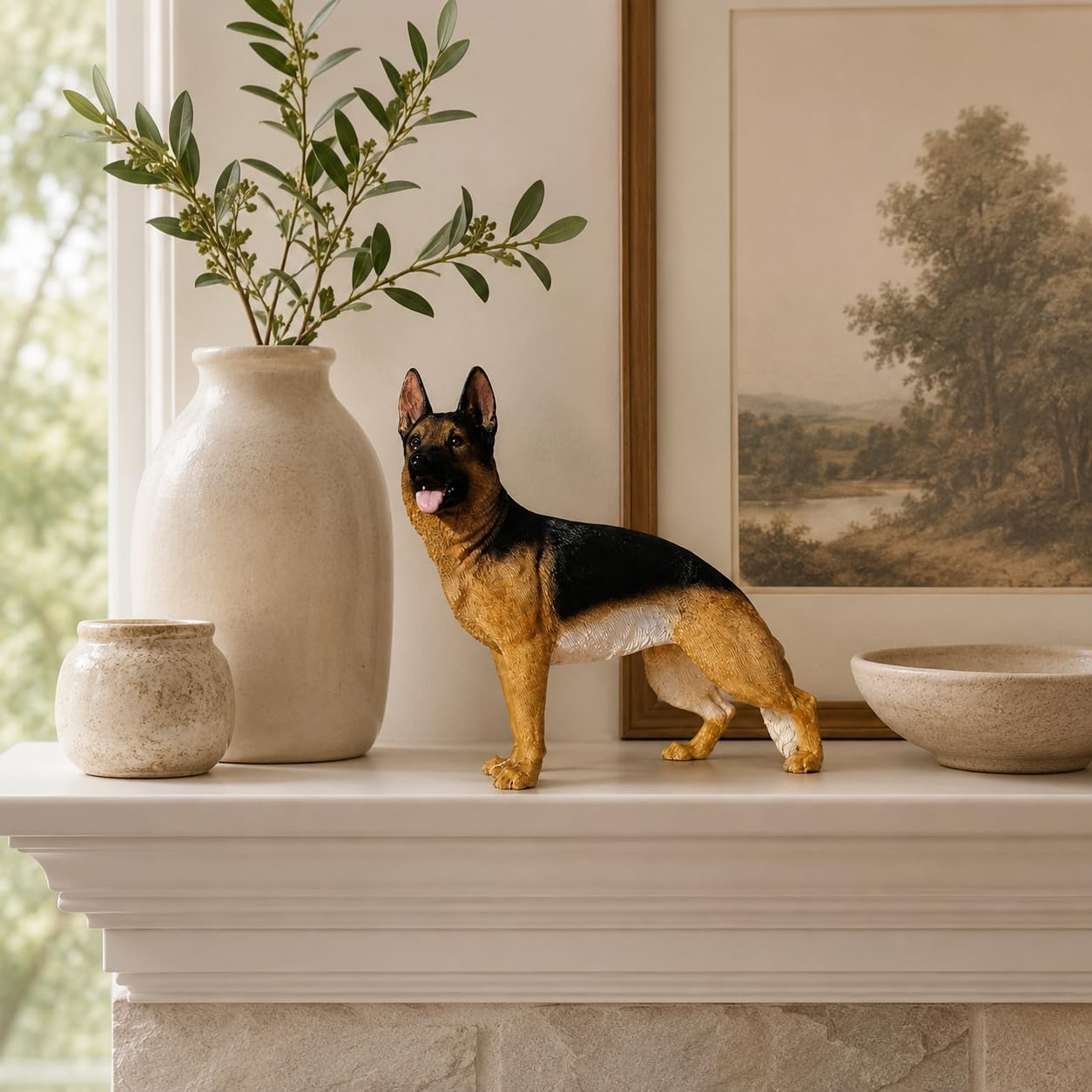 Comfy Hour 7.09 Inch German Shepherd Figurine, Realistic Dog Statue