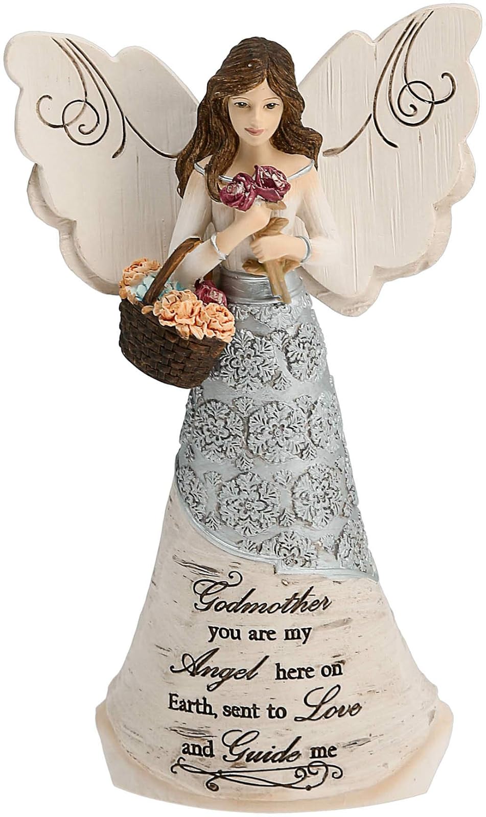 Elements GodMother Angel Figurine by Pavilion 6-Inch Holding Basket of Flowers GodMother You Are My Angel Here on Earth