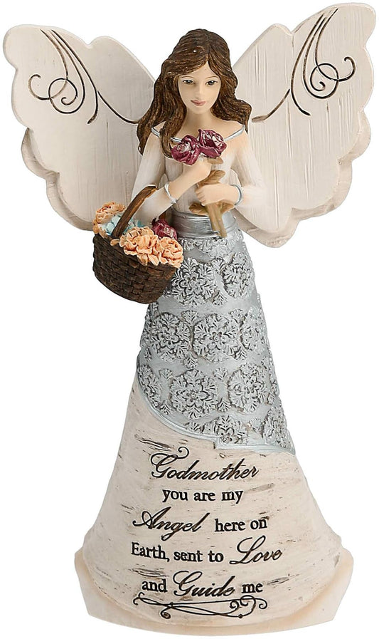 Elements GodMother Angel Figurine by Pavilion 6-Inch Holding Basket of Flowers GodMother You Are My Angel Here on Earth