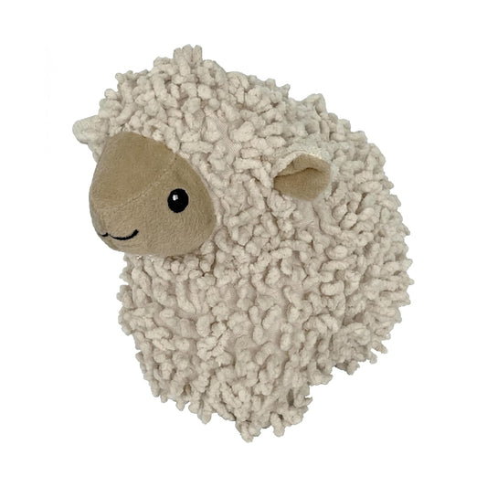 Pet Lou Durable Natural Nubby Plush Dog Toys with Squeaker and Crinkle Paper in Multi-Size (Natural Lamb -S, 5 Inch)