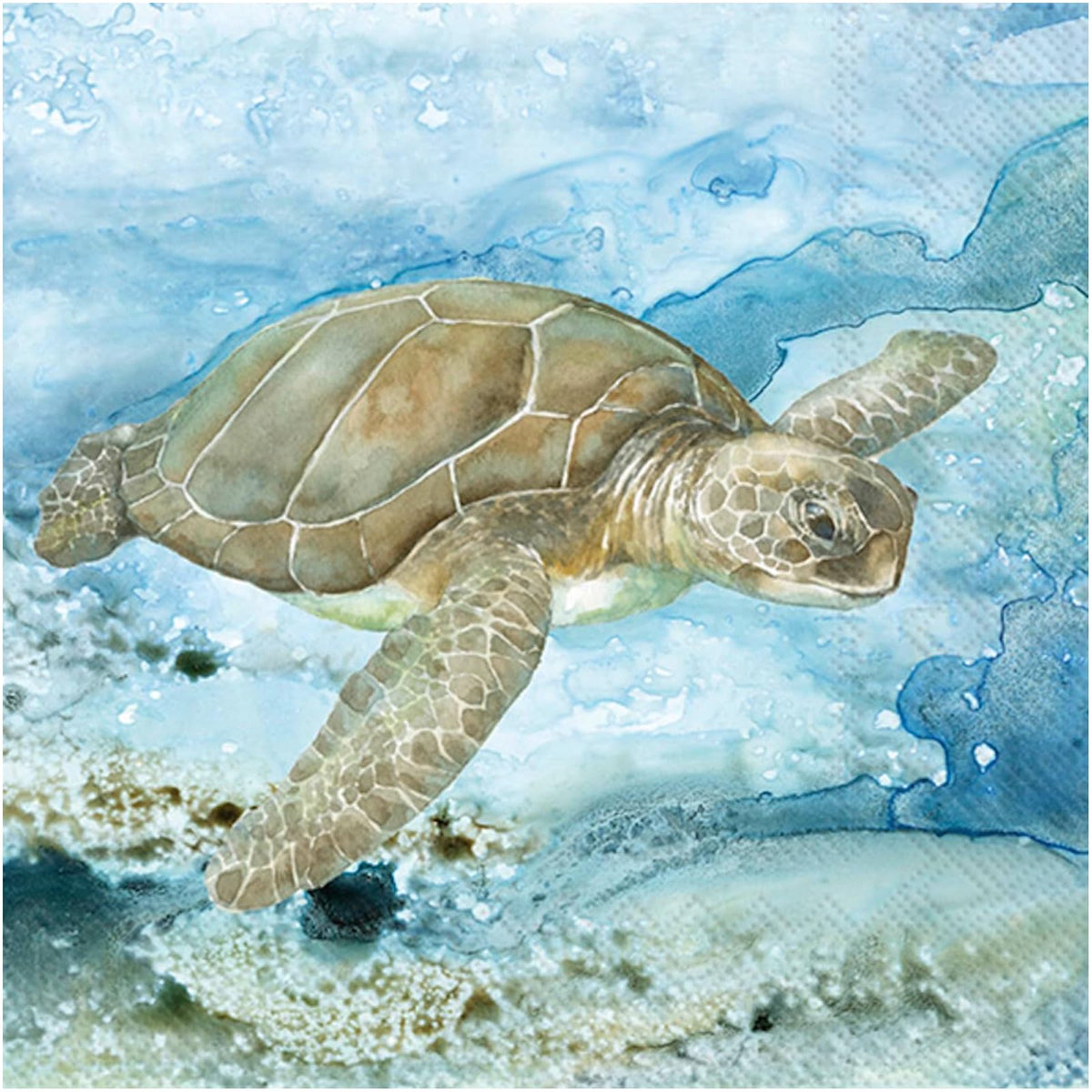 ihr SINCE 1977 Disposable Napkin, 5" x 5", Under Sea Turtle